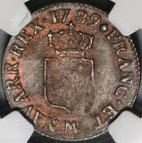 1789-M NGC XF 45 France Liard Louis XVI Toulouse Mint Coin (20061803C)