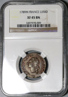 1789-M NGC XF 45 France Liard Louis XVI Toulouse Mint Coin (20061803C)