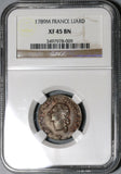 1789-M NGC XF 45 France Liard Louis XVI Toulouse Mint Coin (20061803C)