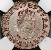 1789-T NGC MS 61 France Louis XVI Liard Nantes Mint Coin POP 1/1 (23032302C)
