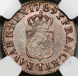 1789-T NGC MS 61 France Louis XVI Liard Nantes Mint Coin POP 1/1 (23032302C)