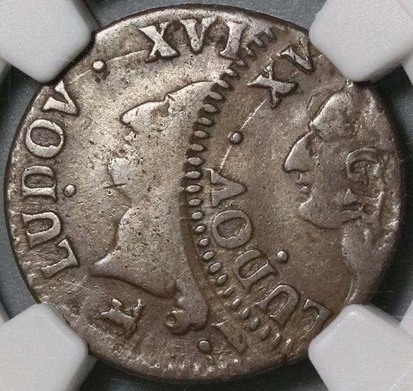 1791 NGC VF 25 France Error Louis XVI Liard Off Center Double Struck Coin (21062802C)