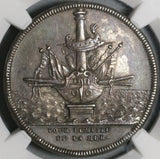 1743 NGC AU 58 Roman Republic Dassier Punic War Naval Victory Mylae Galley Medal (21081903C)