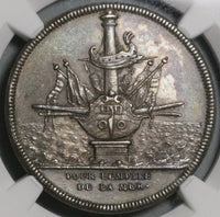 1743 NGC AU 58 Roman Republic Dassier Punic War Naval Victory Mylae Galley Medal (21081903C)