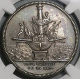 1743 NGC AU 58 Roman Republic Dassier Punic War Naval Victory Mylae Galley Medal (21081903C)