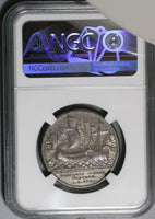1743 NGC AU 58 Roman Republic Dassier Punic War Naval Victory Mylae Galley Medal (21081903C)