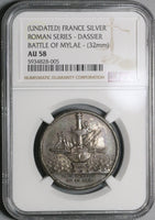1743 NGC AU 58 Roman Republic Dassier Punic War Naval Victory Mylae Galley Medal (21081903C)