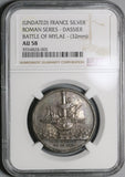 1743 NGC AU 58 Roman Republic Dassier Punic War Naval Victory Mylae Galley Medal (21081903C)