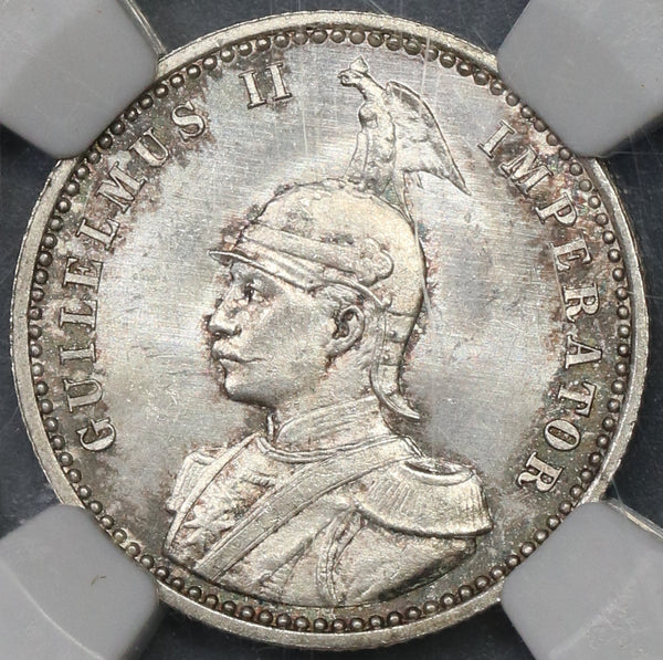 1891 NGC MS 66 German East Africa 1/4 Rupie Silver Lion Coin 77K (18122301C)