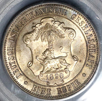 1890 PCGS MS 62 German East Africa 1 Rupie Mint State Silver Coin (22011803C)