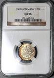 1905-A NGC MS 66 Germany 1/2 mark GEM Berlin Mint State Coin (19102001C)