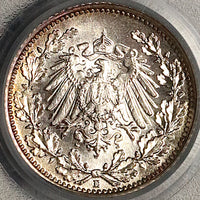 1915-E PCGS MS 66 Germany 1/2 Mark Muldenhutten Mint Silver Coin (23032103C)
