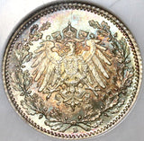 1918-D NGC MS 66 Germany Silver 1/2 Mark WWI Kaiser Reich Coin (20010902C)
