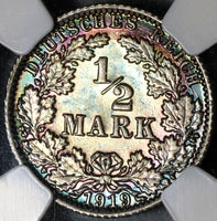1919-A NGC MS 65 Germany Silver 1/2 Mark Kaiser Reich Berlin Coin (20010903C)