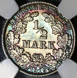 1919-A NGC MS 65 Germany Silver 1/2 Mark Kaiser Reich Berlin Coin (20010903C)