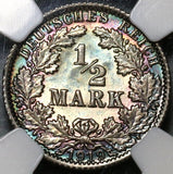 1919-A NGC MS 65 Germany Silver 1/2 Mark Kaiser Reich Berlin Coin (20010903C)