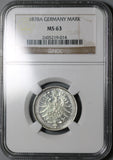 1878-A NGC MS 63 Germany 1 Mark Silver Rare Kaiser Reich Coin POP 1/1 (21082806C)