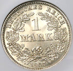 1907-J NGC MS 64 Germany 1 Mark Scarce Hamburg Silver Coin POP 2/2 (22010704C)
