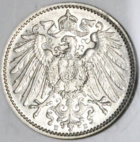 1909-E NGC AU 58 Germany 1 Mark Rare Muldenhutten Kaiser Reich Silver Coin POP 3/1 (22092201C)