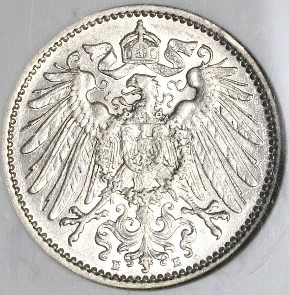 1909-E NGC AU 58 Germany 1 Mark Rare Muldenhutten Kaiser