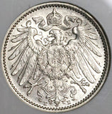1909-E NGC AU 58 Germany 1 Mark Rare Muldenhutten Kaiser Reich Silver Coin POP 3/1 (22092201C)