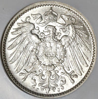 1911-J NGC MS 62 Germany 1 Mark Rare Hamburg Mint State Silver Coin (20071602C)