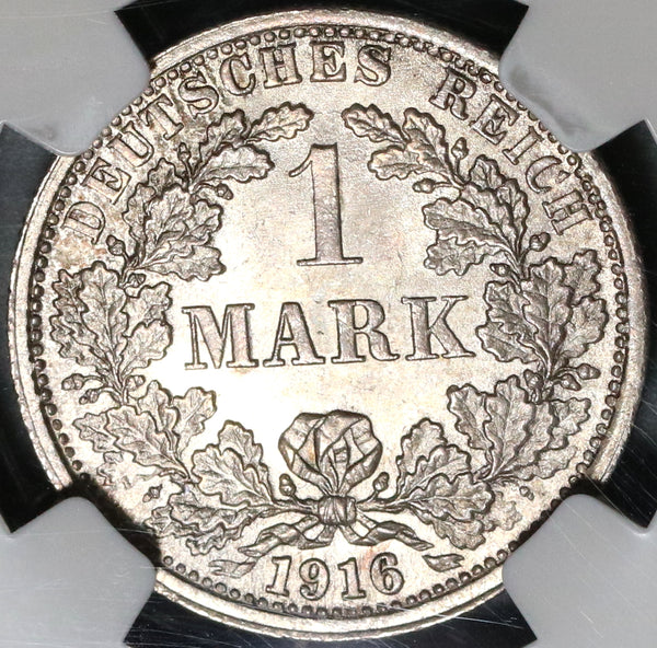 1916-F NGC MS 64 Germany 1 Mark Mint State Silver Coin (20071603C)