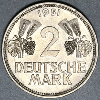 1951-D Germany 2 Mark UNC Coin (20072702R)