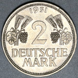 1951-D Germany 2 Mark UNC Coin (20072702R)