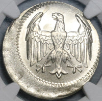 1924-A NGC MS 64 Germany Weimar 3 Mark Off Center Error Silver Coin (21091401C)