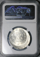 1924-A NGC MS 64 Germany Weimar 3 Mark Off Center Error Silver Coin (21091401C)