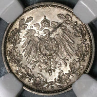 1902-F NGC MS 61 Germany 50 Pfennig Kaiser Reich Silver Coin 95K (21082102C)