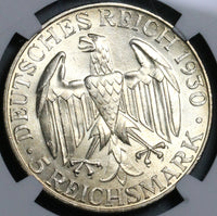 1930-D NGC MS 64+ Zeppelin World Flight Germany 5 Mark Silver Coin (21080701C)