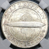 1930-F NGC MS 66 Zeppelin World Flight Germany 5 Mark Silver Coin 40K (20052003C)