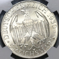 1930-F NGC MS 66 Zeppelin World Flight Germany 5 Mark Silver Coin 40K (20052003C)