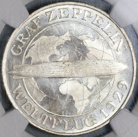 1930-G NGC MS 64 Zeppelin World Flight Germany 5 Mark Silver Coin (22052802C)