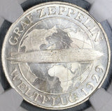1930-G NGC MS 64 Zeppelin World Flight Germany 5 Mark Silver Coin (22052802C)