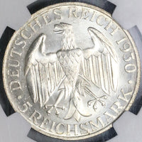 1930-G NGC MS 64 Zeppelin World Flight Germany 5 Mark Silver Coin (22052802C)