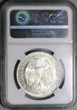 1930-G NGC MS 64 Zeppelin World Flight Germany 5 Mark Silver Coin (22052802C)