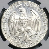 1930-J NGC MS 63 Zeppelin World Flight Germany 5 Mark Silver Coin (21080702C)