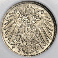 1913-J NGC MS 63 Germany 5 Pfennig Rare Hamburg Kaiser Reich Coin POP 2/0 (19060102C)