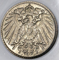 1913-J NGC MS 63 Germany 5 Pfennig Rare Hamburg Kaiser Reich Coin POP 2/0 (19060102C)