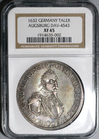 1632 NGC XF 45 Augsburg Taler Sweden Occupation German State Silver Thaler Coin (20071503C)
