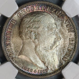 1907 NGC MS 66 Baden 2 Mark Friedrich Death Silver German State Coin (19090902C)