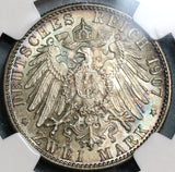 1907 NGC MS 66 Baden 2 Mark Friedrich Death Silver German State Coin (19090902C)