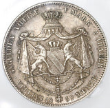 1852 NGC XF 40 Baden Double Thaler Rare German State Silver Coin 60k Minted (20022901C)