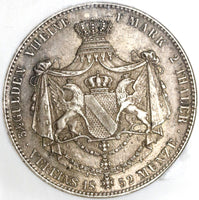 1852 NGC XF 40 Baden Double Thaler Rare German State Silver Coin 60k Minted (20022901C)