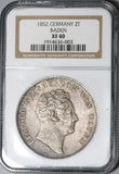1852 NGC XF 40 Baden Double Thaler Rare German State Silver Coin 60k Minted (20022901C)