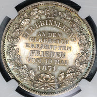1871-B NGC MS-65  Bremen Thaler Victory France Silver German State Coin 61K (20122802D)