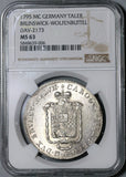 1795 NGC MS 63 Brunswick Thaler German State Crown Silver Coin (20082202C)